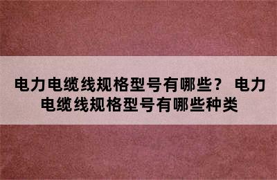 电力电缆线规格型号有哪些？ 电力电缆线规格型号有哪些种类